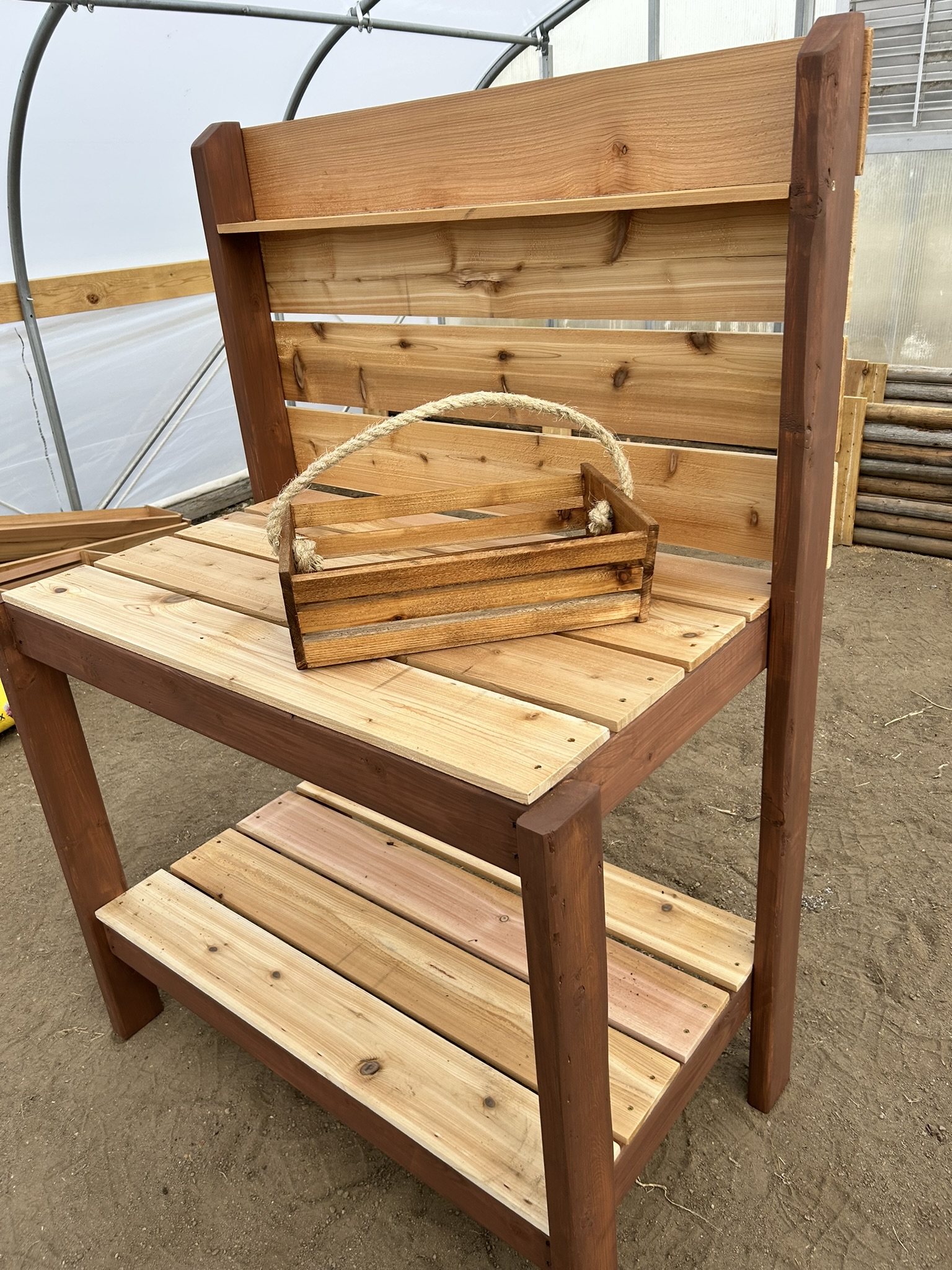 Handmade wood slat privacy planter in Corvallis Montana